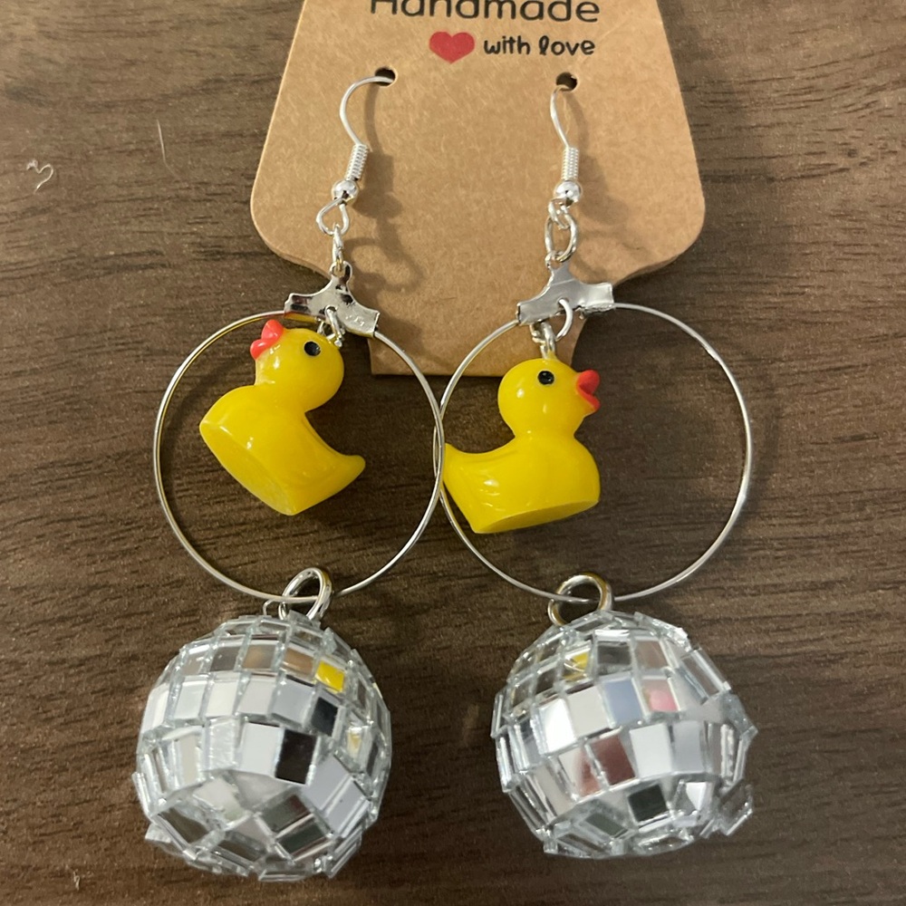 Handcrafted Disco Duck Earrings!!
